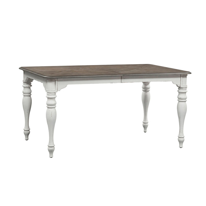 Magnolia Manor Leg Table in Antique White Base w/ Weathered Bark Tops