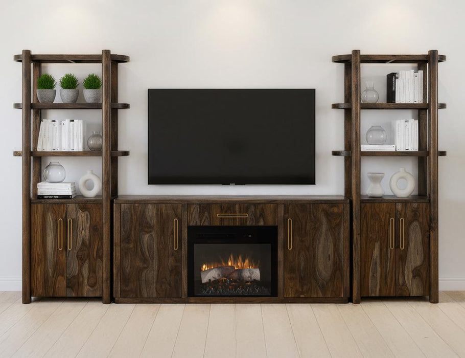 2 Drawer & 2 Door TV Stand 80" with Electric Fireplace Insert