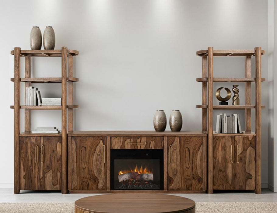 1 Drawer & 2 Door, TV Stand with Electric Fireplace Insert