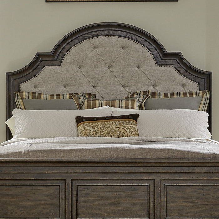 Liberty Furniture Paradise Valley Queen Upholstered Bed in Saddle Brown image
