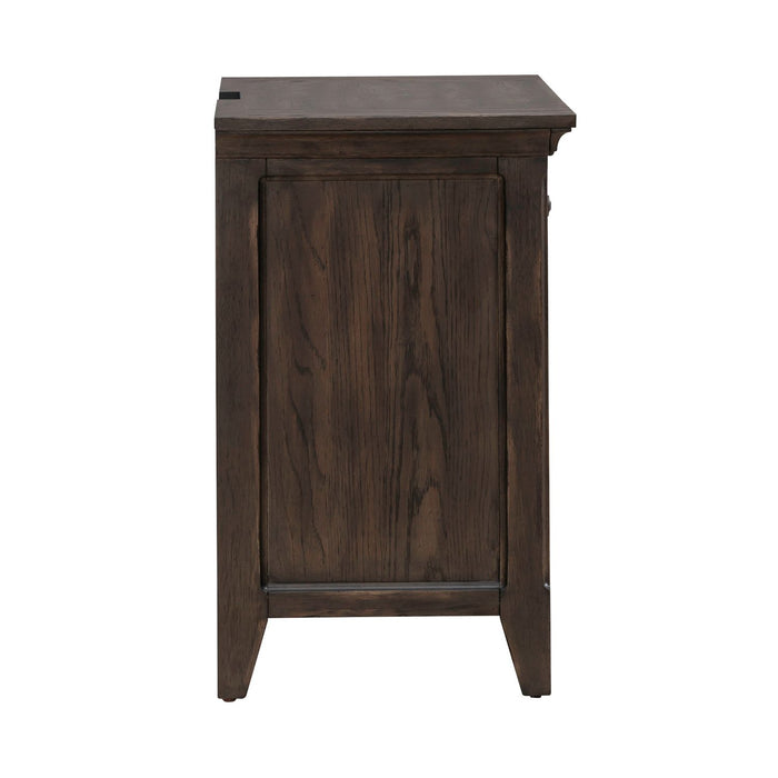 Paradise Valley Nightstand with Charging Station in Saddle Brown image