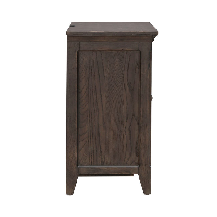 Paradise Valley 2 Door Bedside Chest with Charging Station in Saddle Brown image