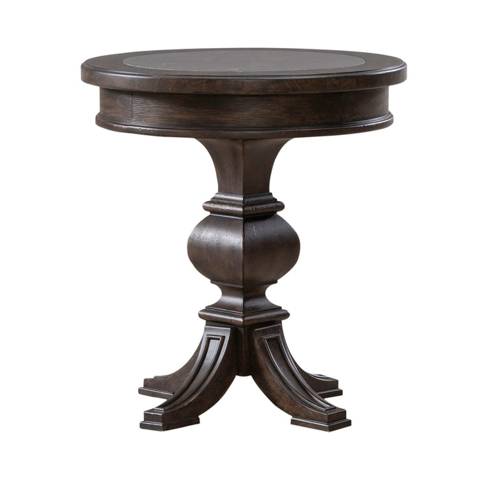 Paradise Valley Round Chairside Table in Saddle Brown image
