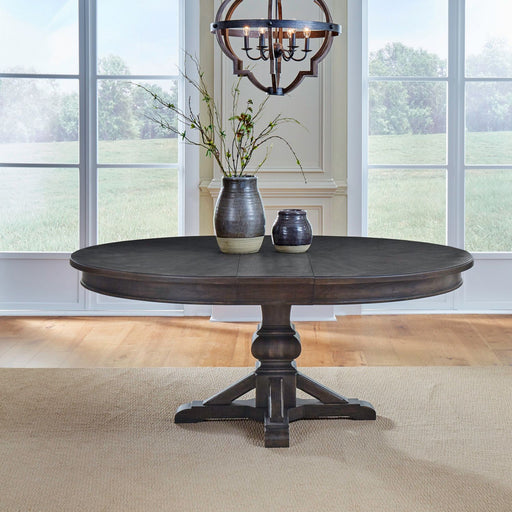 Liberty Furniture Paradise Valley Round Pedestal Table in Saddle Brown image