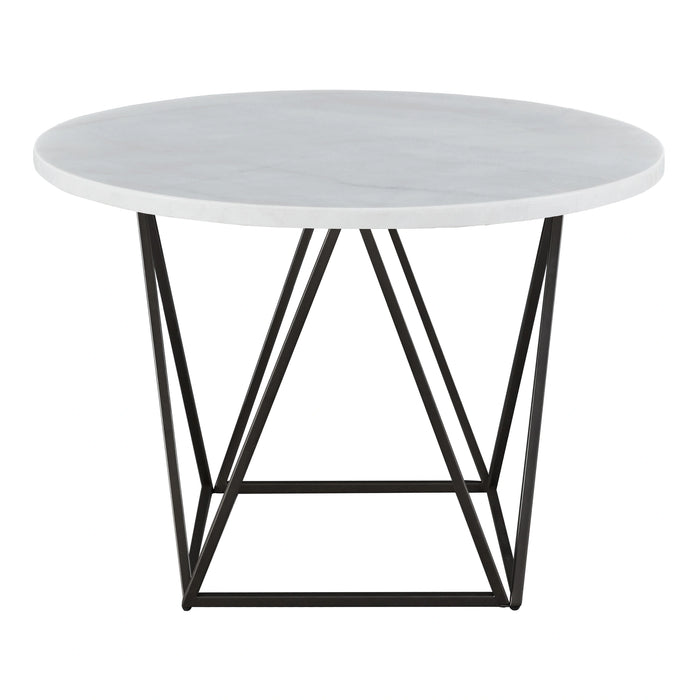 Steve Silver Ramona White Marble Top Round Dining Table in Deep Bronze