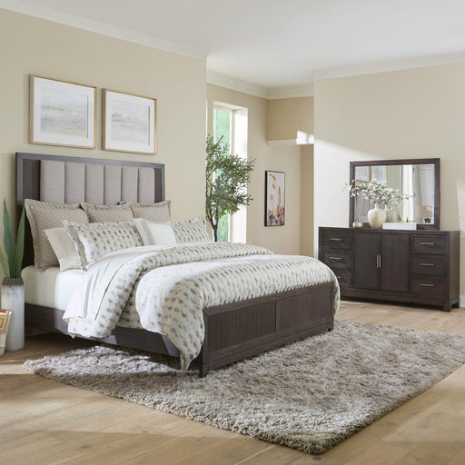 Modern Edge Queen Uph Bed, Dresser & Mirror image