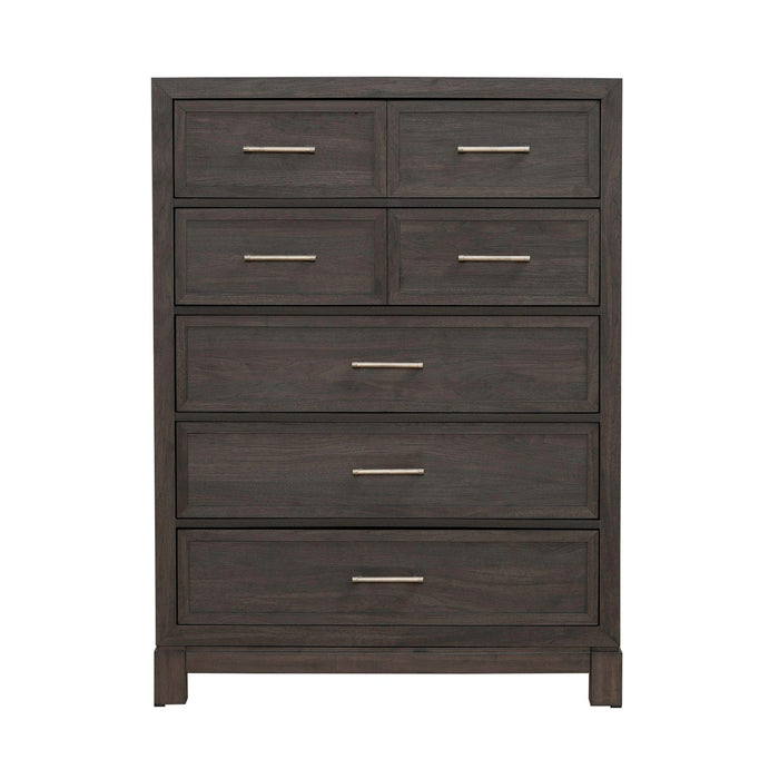 Modern Edge 5 Drawer Chest in Caffe