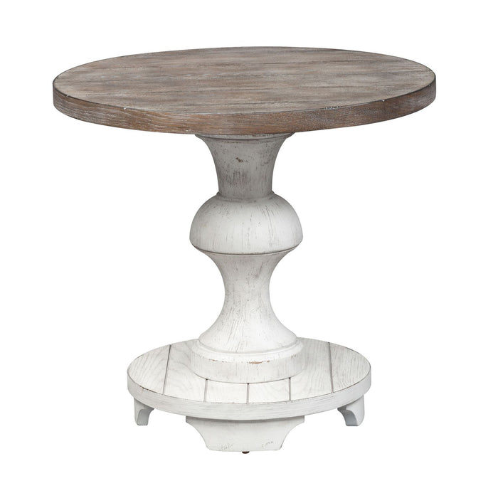 Sedona Round End Table in Heavy Distressed White