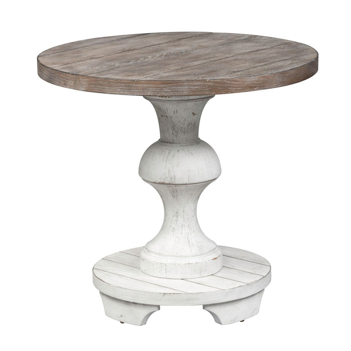 Sedona Round End Table in Heavy Distressed White