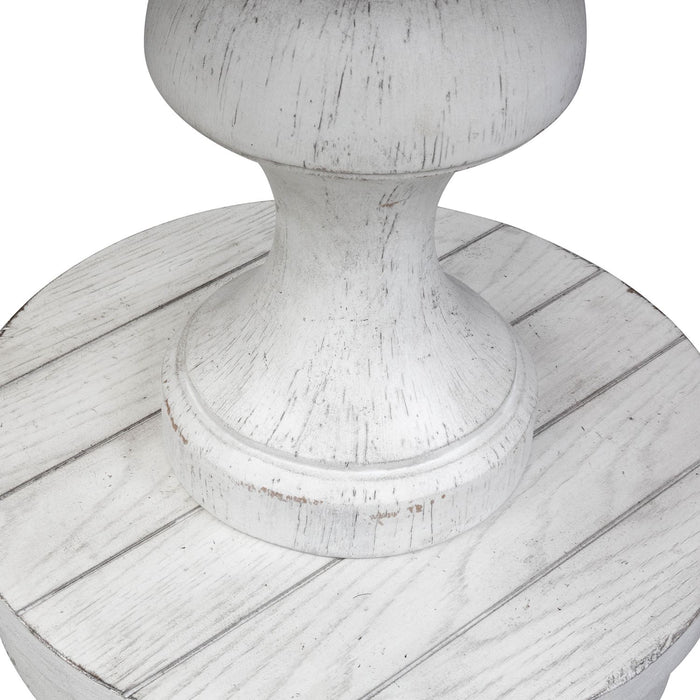 Sedona Round End Table in Heavy Distressed White