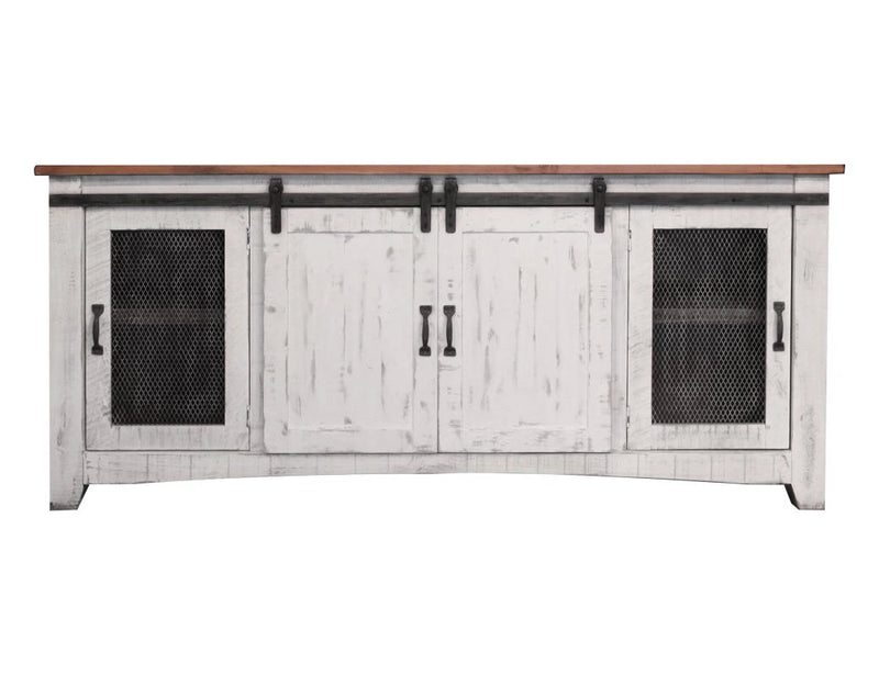 Pueblo White 80" TV Stand w/4 doors and Shelves