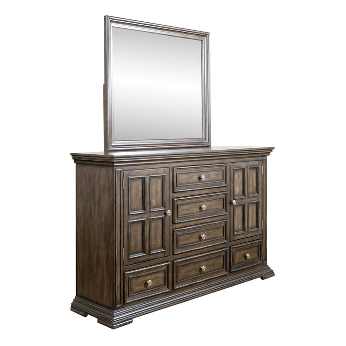 Big Valley King Panel Bed, Dresser & Mirror