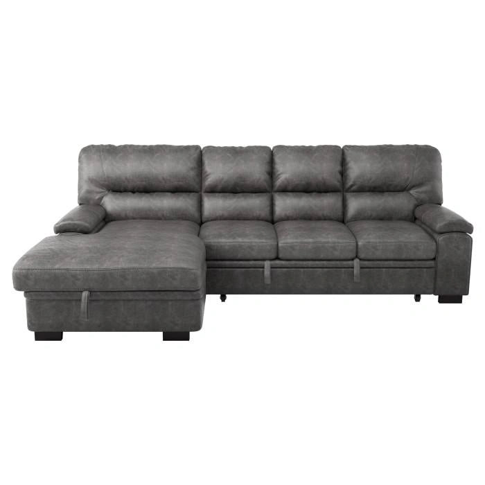 Michigan Sectional with Pull Out Bed and Left Chaise in Dark Gray 9407DG*2LC3R