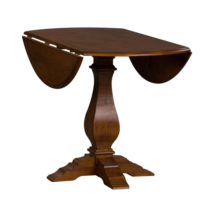 Creations II Drop Leaf Pedestal Table in Tobacco Finish