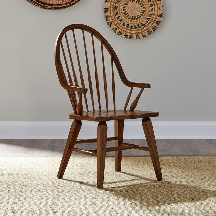 Liberty Furniture Hearthstone Windsor Back Arm Chair in Rustic Oak (Set of 2) image