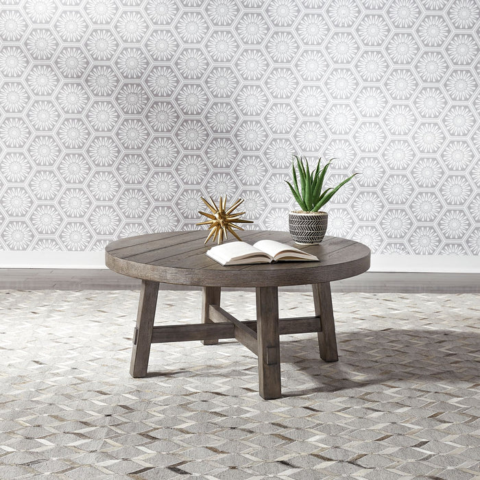 Liberty Furniture Modern Farmhouse Splay Leg Round Cocktail Table in Dusty Charcoal image