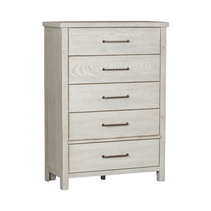 Modern Farmhouse 5 Drawer Chest in White