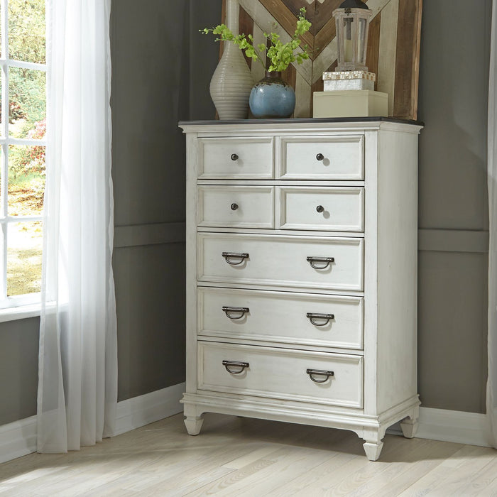 Allyson Park Queen Panel Bed, Dresser & Mirror, Chest
