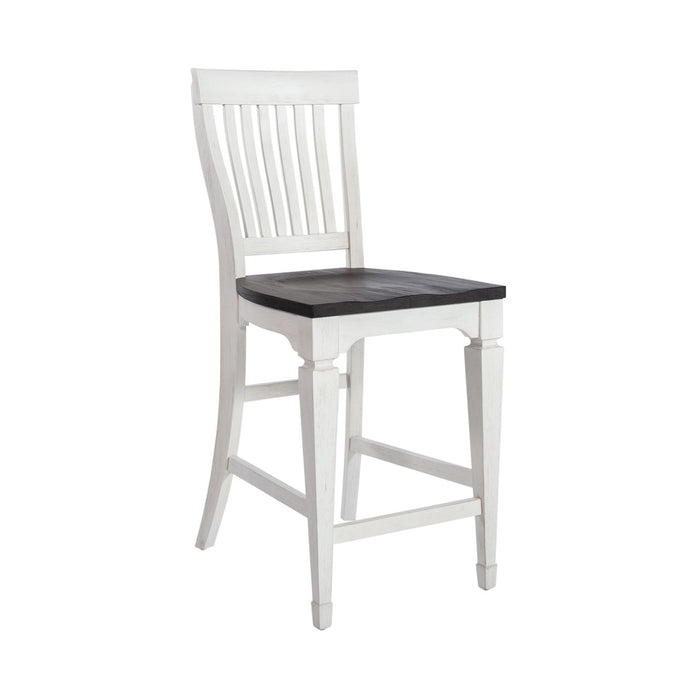 Allyson Park Counter Height Slat Back Chair in White with Charcoal (Set of 2)