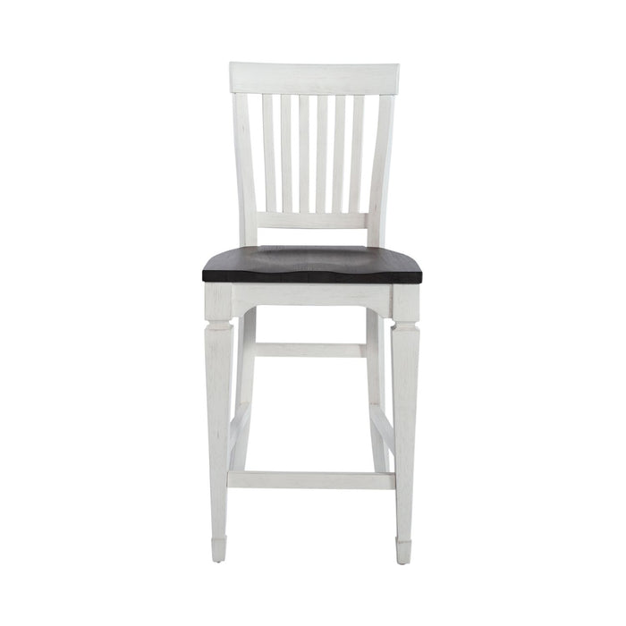 Allyson Park Counter Height Slat Back Chair in White with Charcoal (Set of 2)