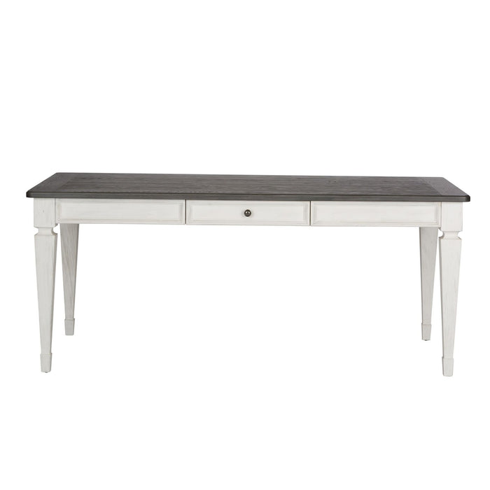 Allyson Park Rectangular Leg Table in White with Charcoal