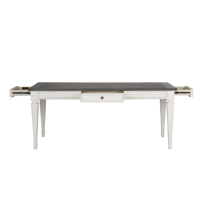 Allyson Park Rectangular Leg Table in White with Charcoal image