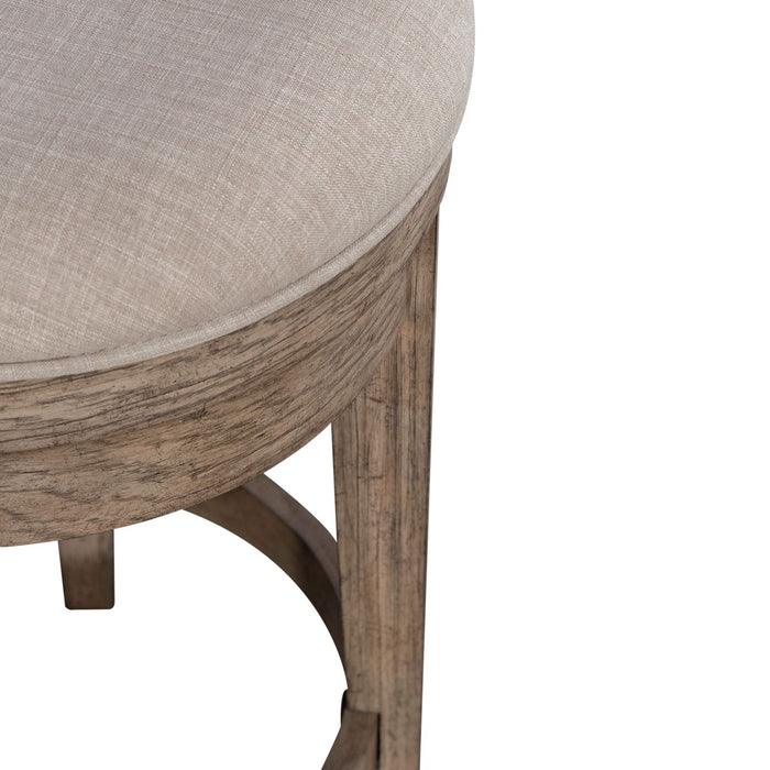 City Scape Upholstered Swivel Console Stool in White Oak Veneers