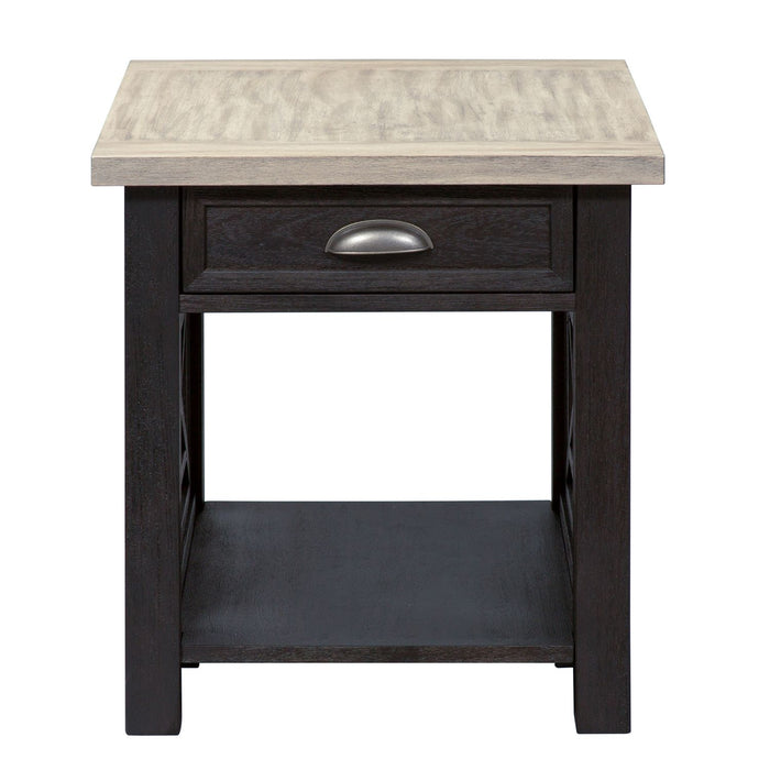 Heatherbrook Drawer End Table in Charcoal and Ash