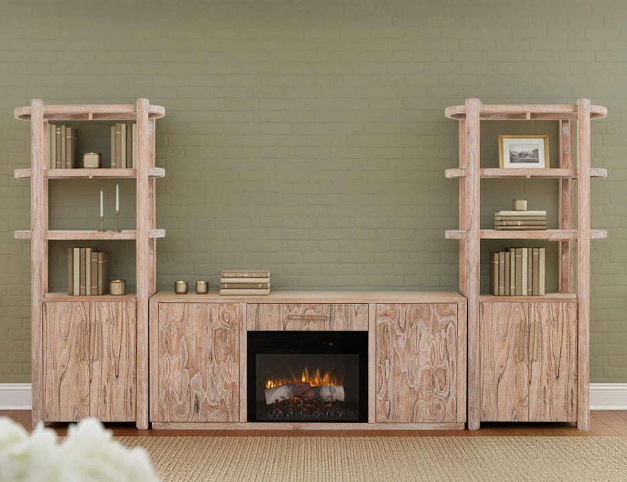 1 Drawer & 2 Door, TV Stand with Electric Fireplace Insert