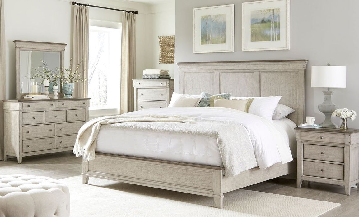 Liberty Furniture Ivy Hollow Queen Panel Bed in Weathered Linen