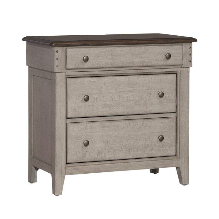 Ivy Hollow 3 Drawer Bedside Chest w/ Charging Station in Weathered Linen