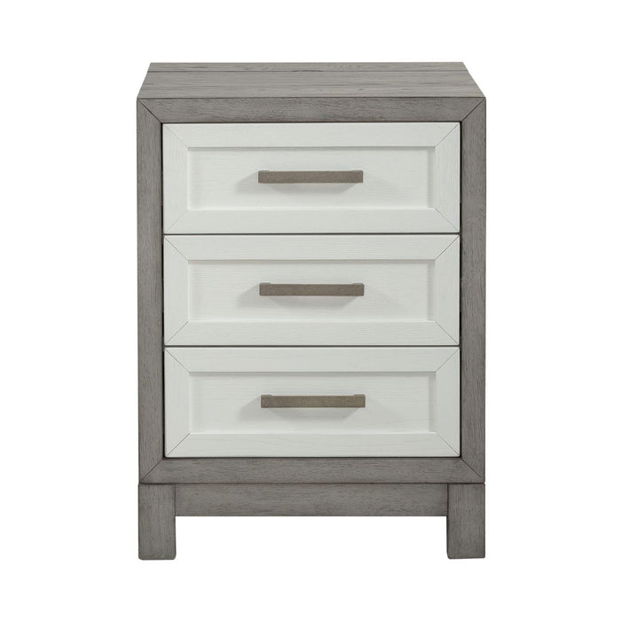 Liberty Furniture Palmetto Heights 3 Drawer Chairside Table in Shell White & Driftwood