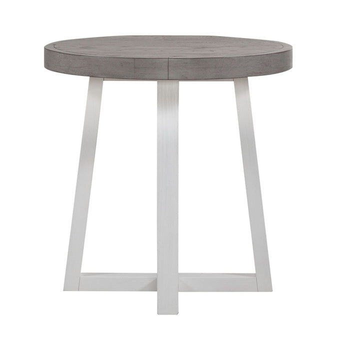Liberty Furniture Palmetto Heights Round End Table in Shell White & Driftwood