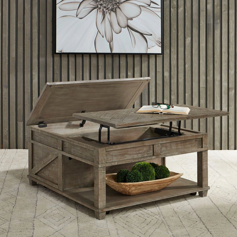 Parkland Falls Square Lift Top Cocktail Table in Weathered Taupe image
