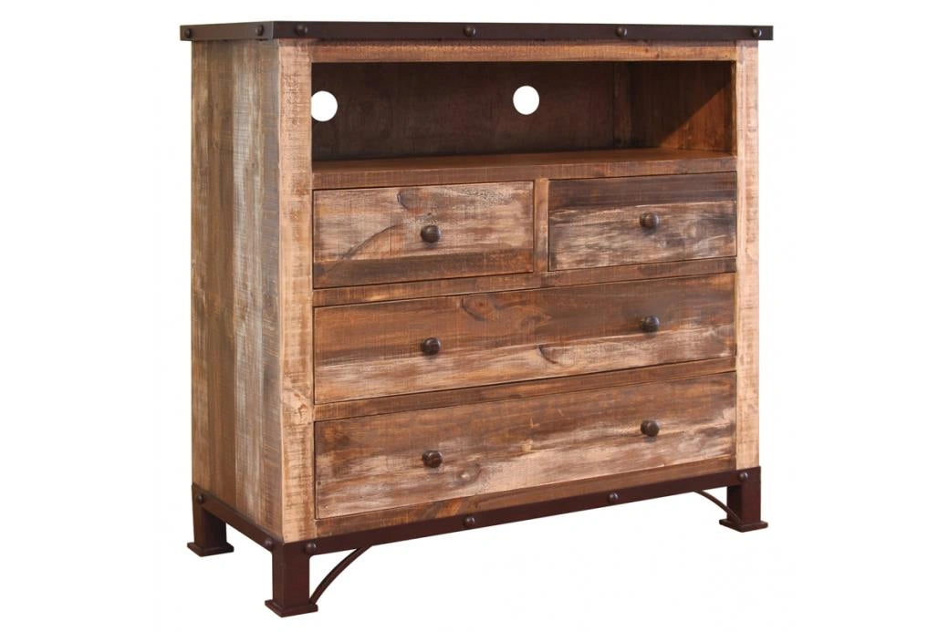 Antique Multicolor 4 Drawer Media Chest