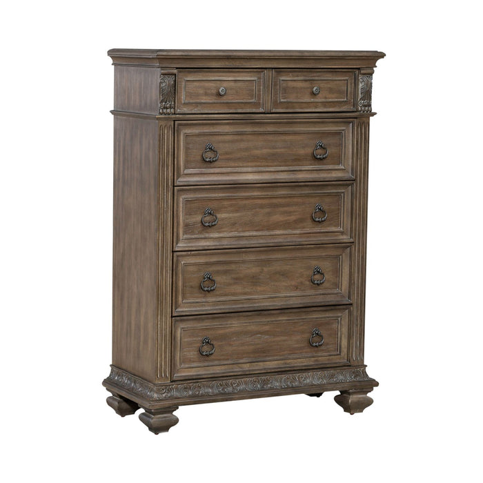 Carlisle Court 5 Drawer Chest in Chestnut with Dusty Wax
