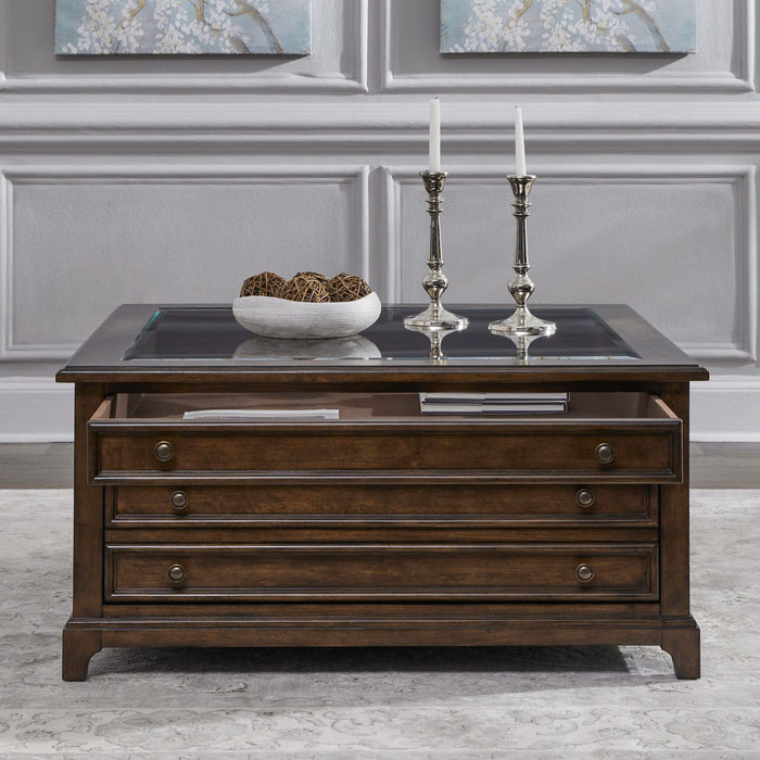 Arden Road Square Collector Cocktail Table in Satin Cherry image