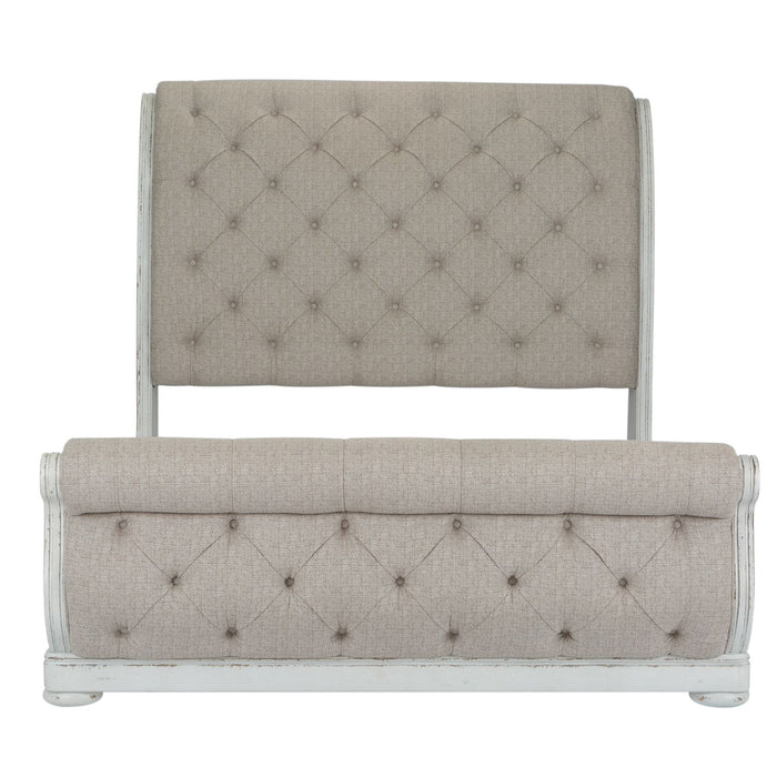 Abbey Park King California Sleigh Bed, Dresser & Mirror, Night Stand