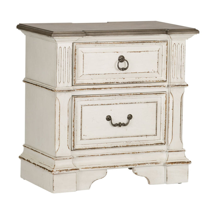 Abbey Park King Panel Bed, Dresser & Mirror, Night Stand