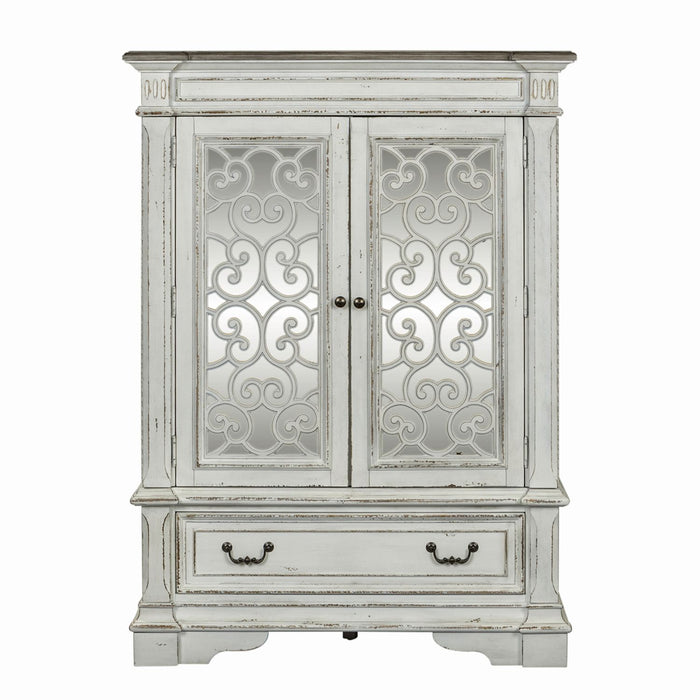 Abbey Park Mirrored Door Chest in Antique White