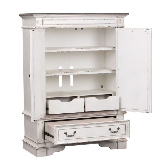 Abbey Park Mirrored Door Chest in Antique White