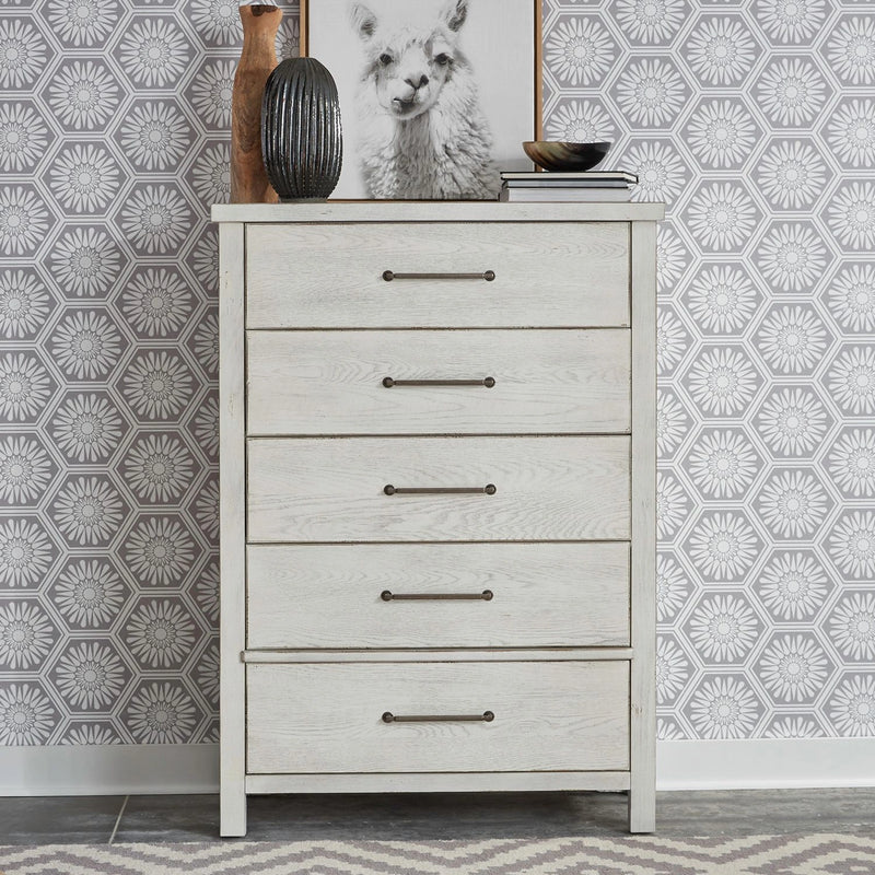 Modern Farmhouse 5 Drawer Chest in White image