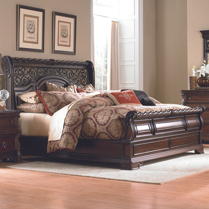 Arbor Place King Sleigh Bed, Dresser & Mirror, Chest, Night Stand