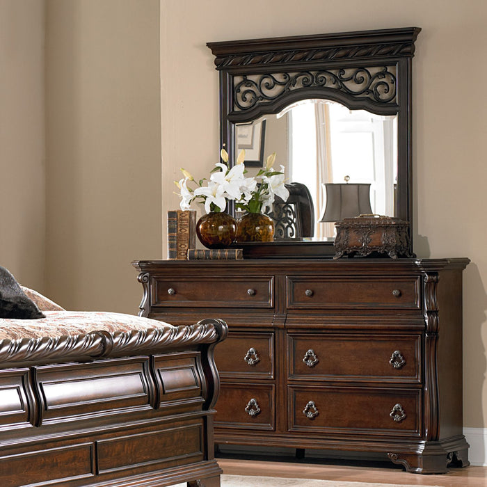 Arbor Place Queen Sleigh Bed, Dresser & Mirror, Chest, Night Stand