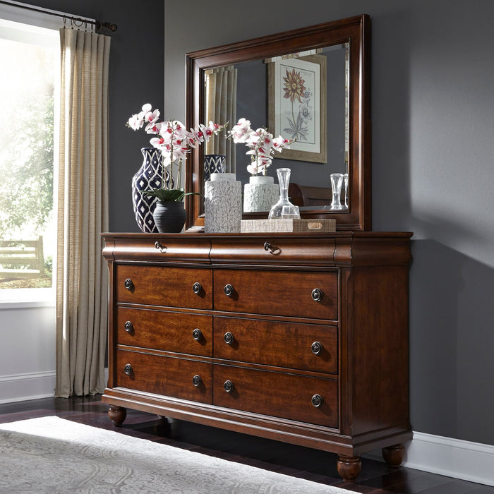 Rustic Traditions King California Sleigh Bed, Dresser & Mirror, Chest, Night Stand