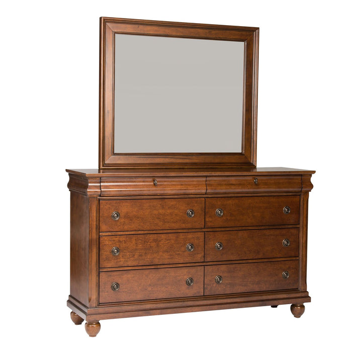 Rustic Traditions King California Sleigh Bed, Dresser & Mirror, Chest, Night Stand
