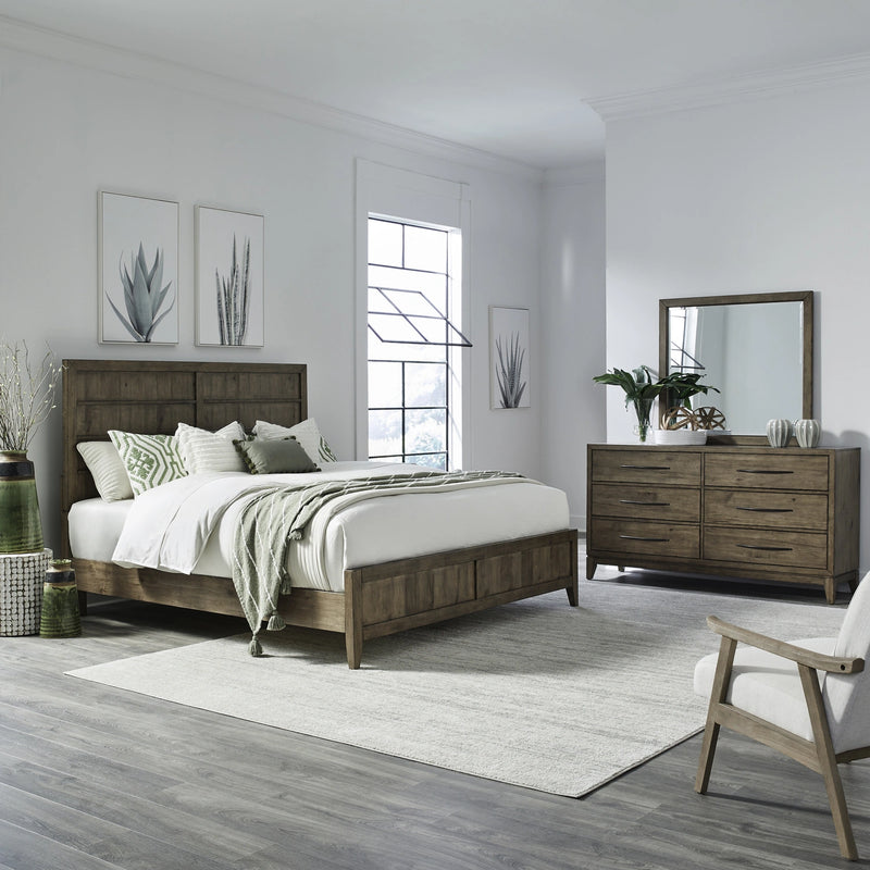 Shaker Lakes King California Panel Bed, Dresser & Mirror image