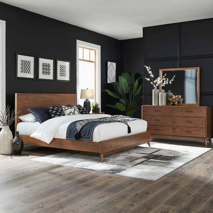 Century Modern King Platform Bed, Dresser & Mirror image