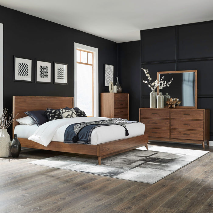 Century Modern King Platform Bed, Dresser & Mirror, Chest image