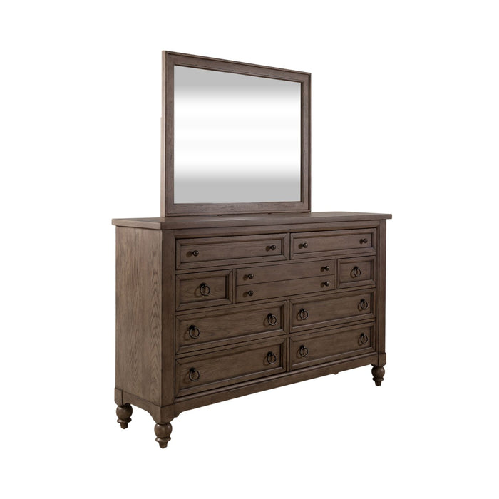Americana Farmhouse Queen Shelter Bed, Dresser & Mirror